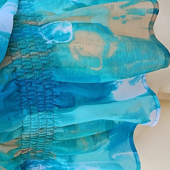 ALFANI Size M/L art abstract aqua polyester decorated blouse & camisole set - Picture 9 of 10